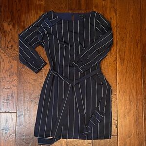 Banana Republic Navy Pinstripe Wrap Dress • Tie Waist • XS